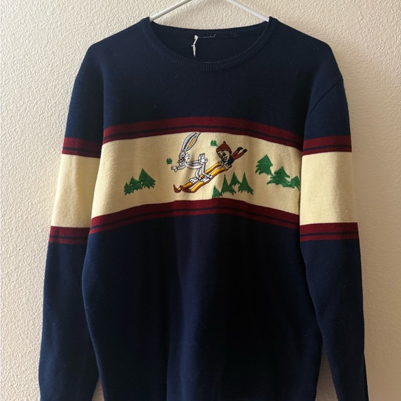 VTG 70’sNavy Blue Crewneck Sweater with Embroidered Design Bugs Bunny